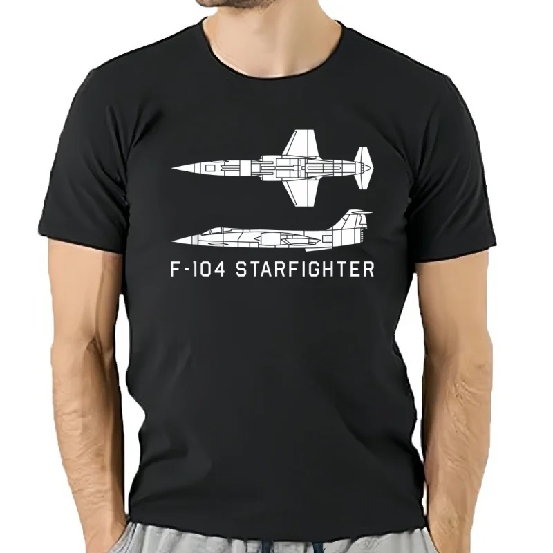 F-104 Starfighter Jet Plane silueta hombres camiseta manga corta Casual 100% algodón cuello redondo camisas de verano