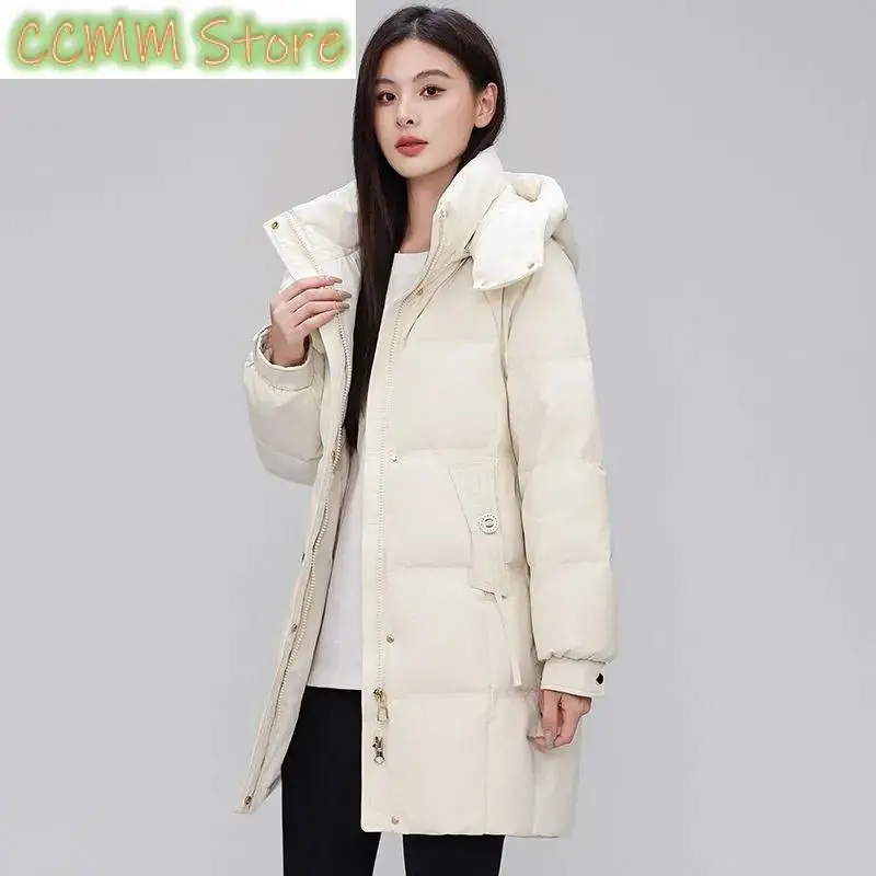 New Warm Cotton Padded Jacket Long Down Cotton Coat Women Parkas Autumn Winter Overcoat Hooded Outwear Ladies Down Jacket
