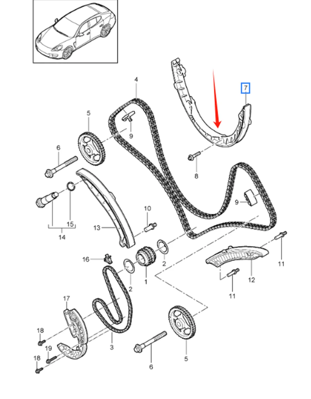 OE 94810502312   Placa guia de temporização Peças automotivas de alta qualidade para Porsche Cayenne 92A Panamera 970 MACAN 95B 3.6/4.8