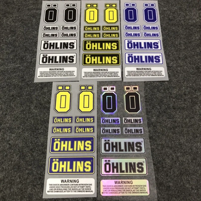 1SET Ohlins Rear Shock Suspension Decals Waterproof UV Resistant Motorcycle Shock Absorber Stickers Decor