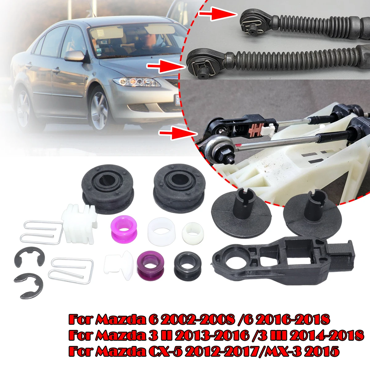 ギアレバー修理キットマツダ-6-3-mx-3-cx-5-マニュアルセレクターシフターリンケージピボットブッシュグロメットシフト問題修正交換