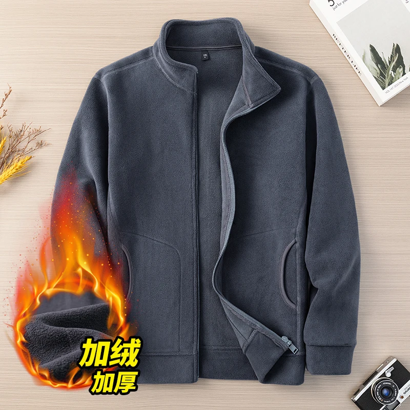 

Мужская флисовая куртка 2025, толстая толстовка с капюшоном, мужская удобная хлопковая флисовая куртка, свободная осенне-зимняя флисовая куртка