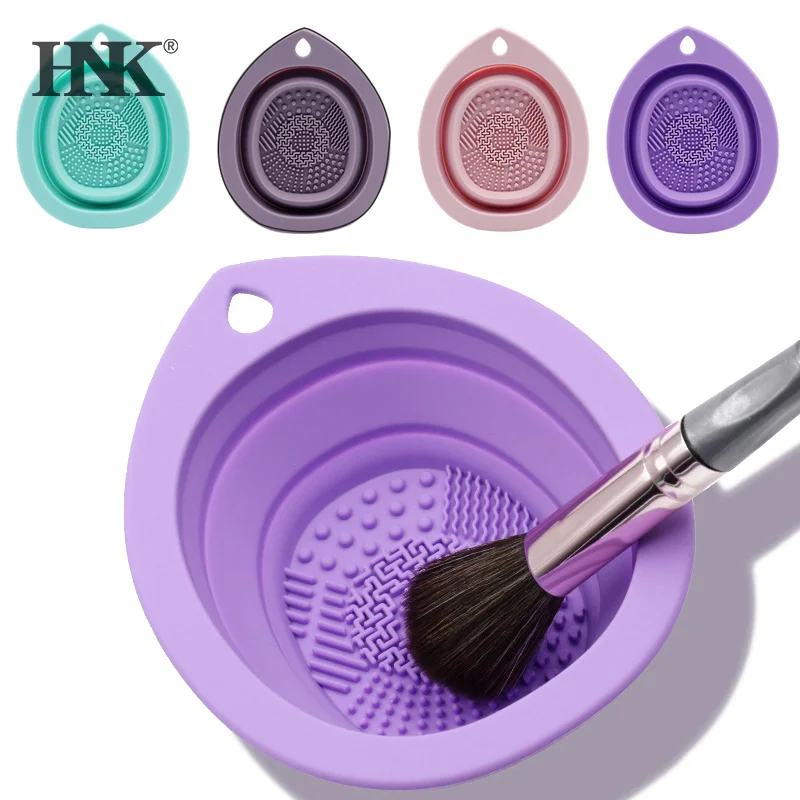 1PC Soft Silicone Makeup Brush Folding Cleaning Bowl Brushes Cleaning Mat Cosmetic Eyeshadow Brush Cleaner Colorful Scrubber Box