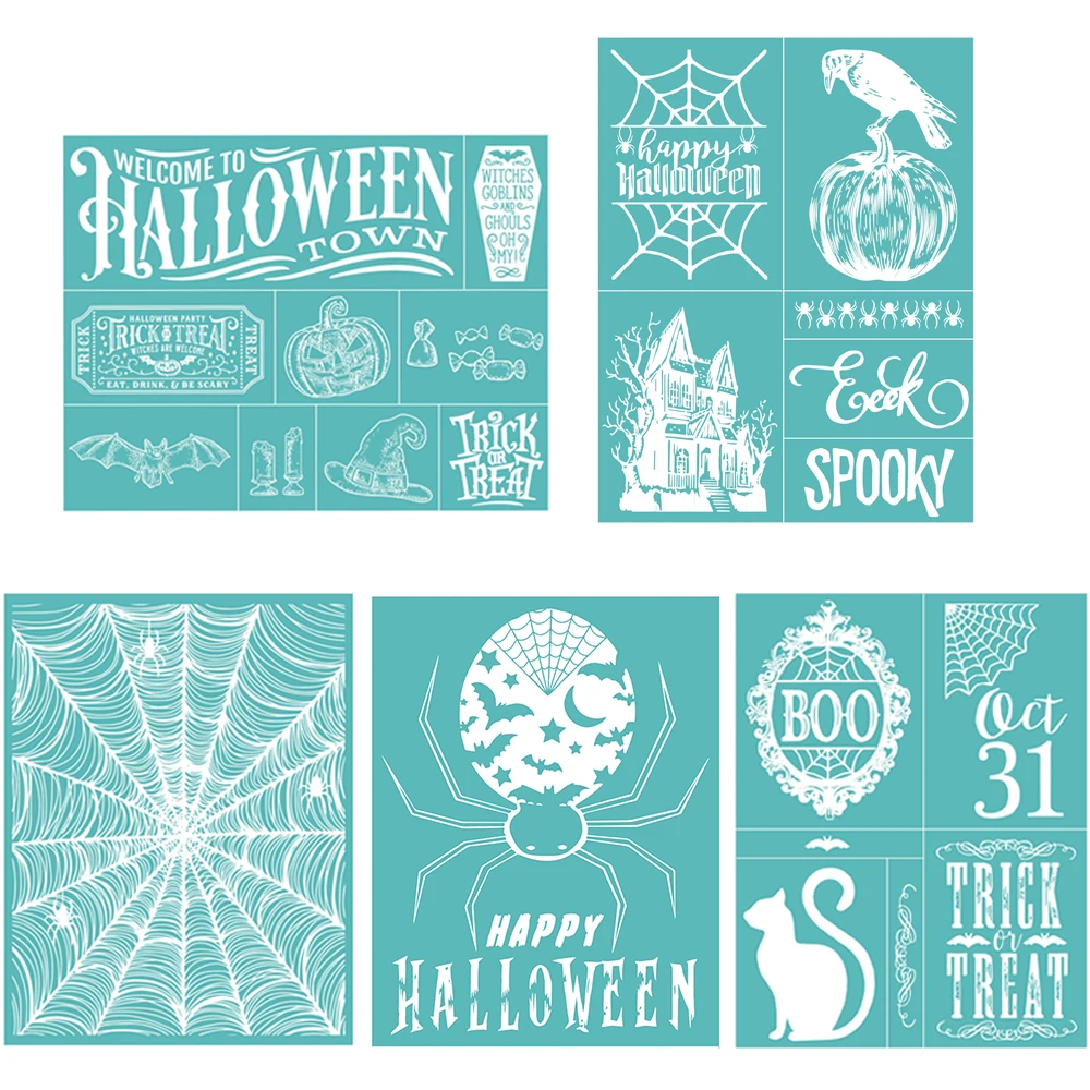 

Halloween Day Festival Patterns Reusable Self-Adhesive Silk Screen Stencils For T-Shirt DIY Handmade Crafts Home Decoration