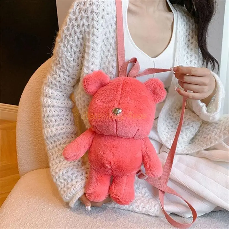 

X90D Plush Women Backpack Phone Bag Lovely Cartoon Travel Daypack Perfect Gift