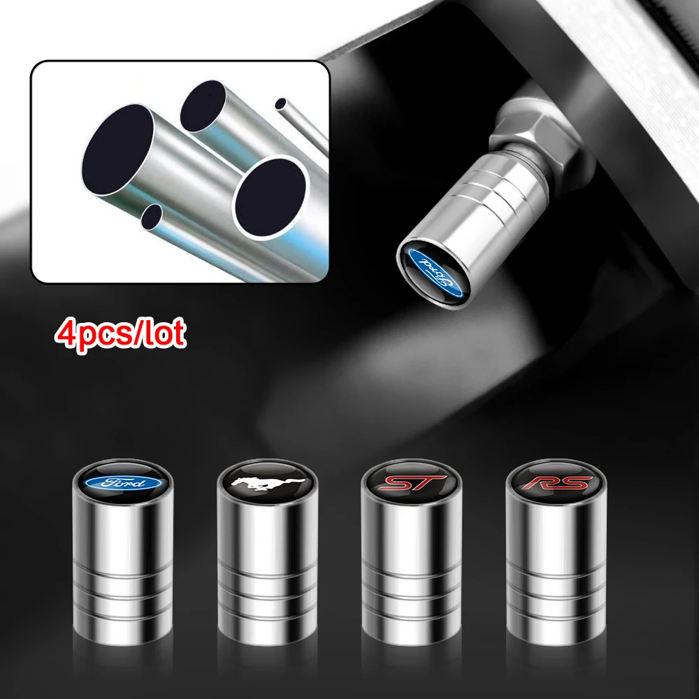 4pcs Auto Wheel Valve Caps Stem Air Dustproof Cover Decor Accessories For Ford Focus mk2 3 Mustang Ranger mk4 Kuga Fusion Mondeo