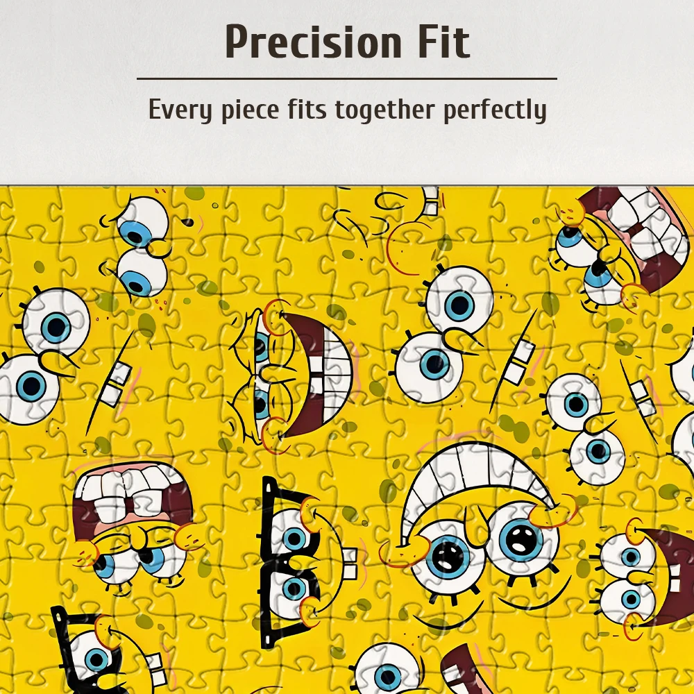 Juego de rompecabezas de suelo de madera con cara amarilla de Bob Esponja, juguete rompecabezas de 108/200/300/500/1000 piezas