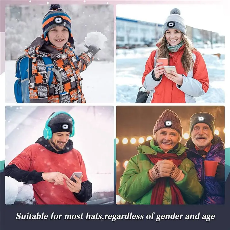 USB Rechargeable Light For LED Knit Beanie Hat, 20 Pieces Strong Medium And Weak Light Mode LED Hat Light USB LED Lights