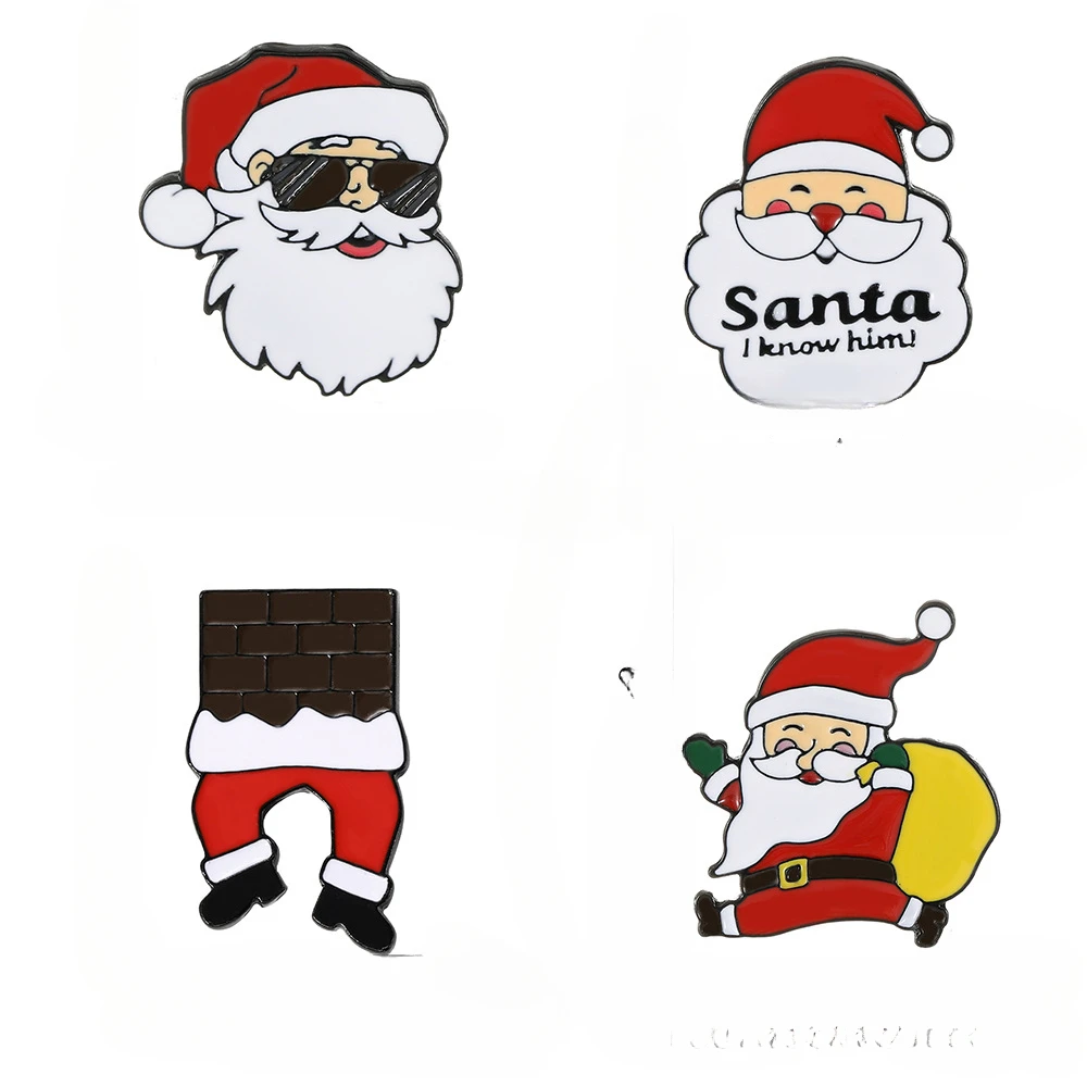 Christmas Festival Brooch Santa Claus Magnetic Creative Clothing Collar Bag Design Badge Decor Refrigerator Magnetic Jewelry