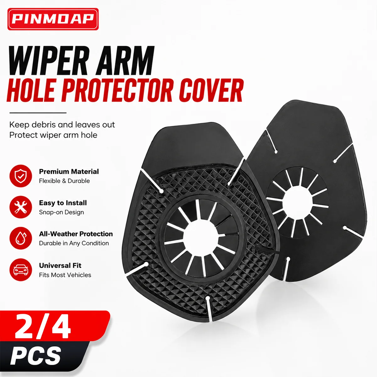 

2/4pcs Black Rubber Wiper Arm Hole Protective Cover Car Wiper Hole Dustproof And Anti Blade Silicone Protective Cover