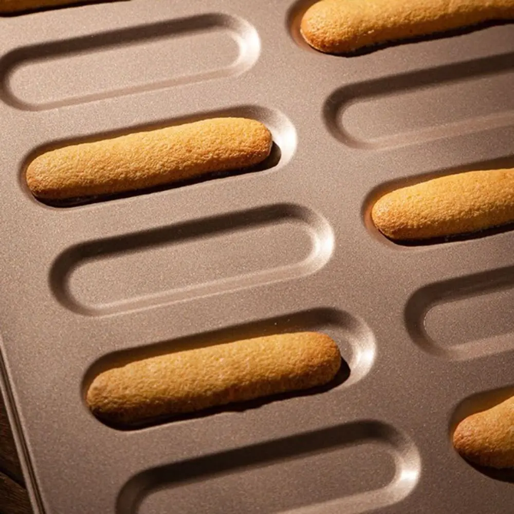 14 Cavity Ladyfinger Mould No Odor Smooth Surface Biscuits Baking Tray Carbon Steel Easy To Use Non-Stick Cake Mold Dessert