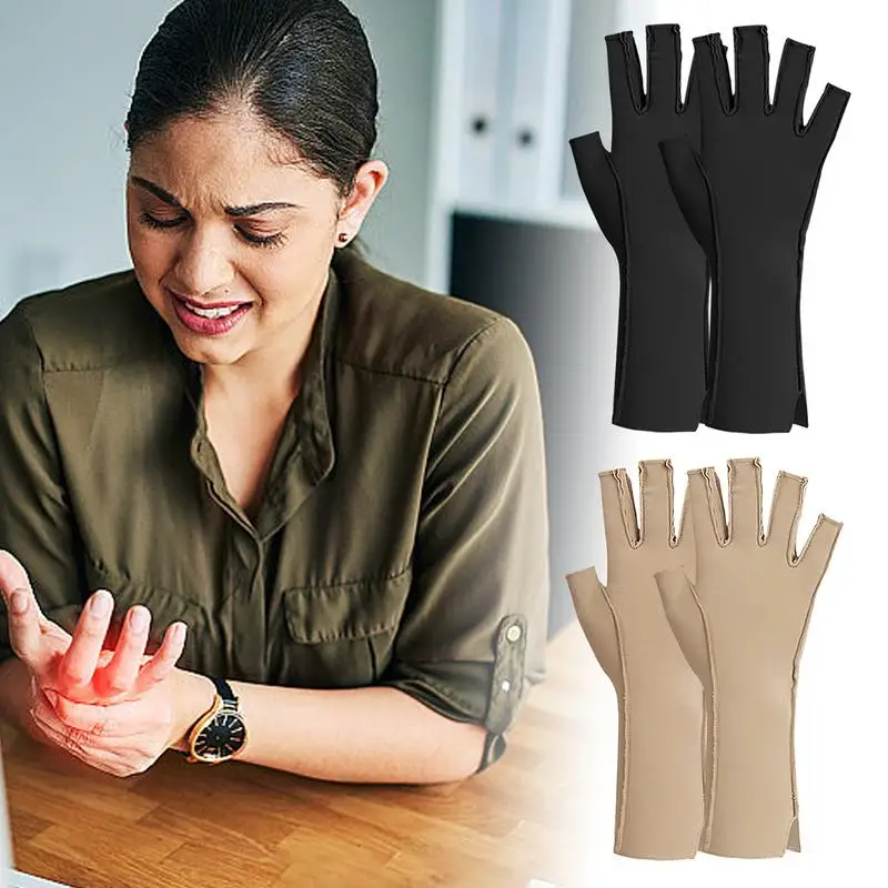 Hand Compression Gloves Hand Relief Sports Gloves Breathable Carpal Tunnel Compression Gloves Fingerless Design For Typing &