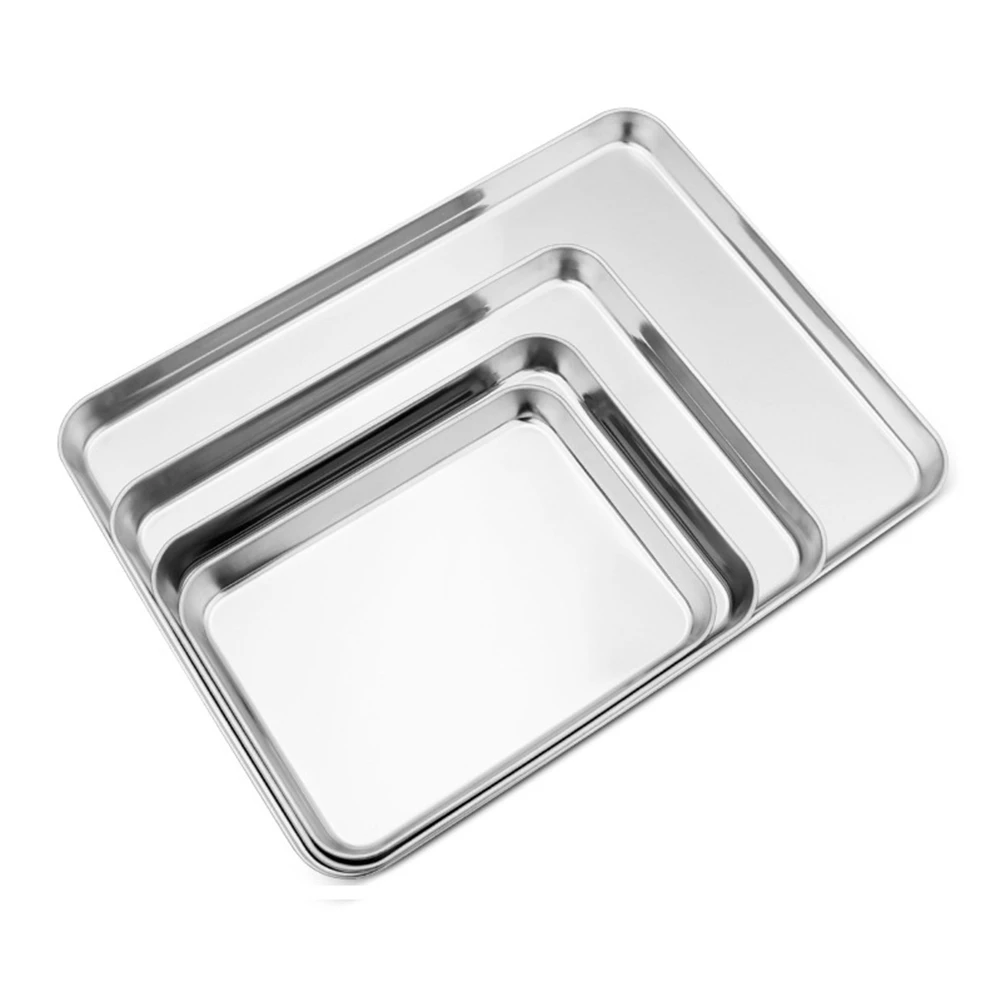 ABNQ Stainless Steel Baking Tray with Removable Cooling Rack Non-Stick Chips Basket Baking Dish Grill BBQ Tray Accessories,D