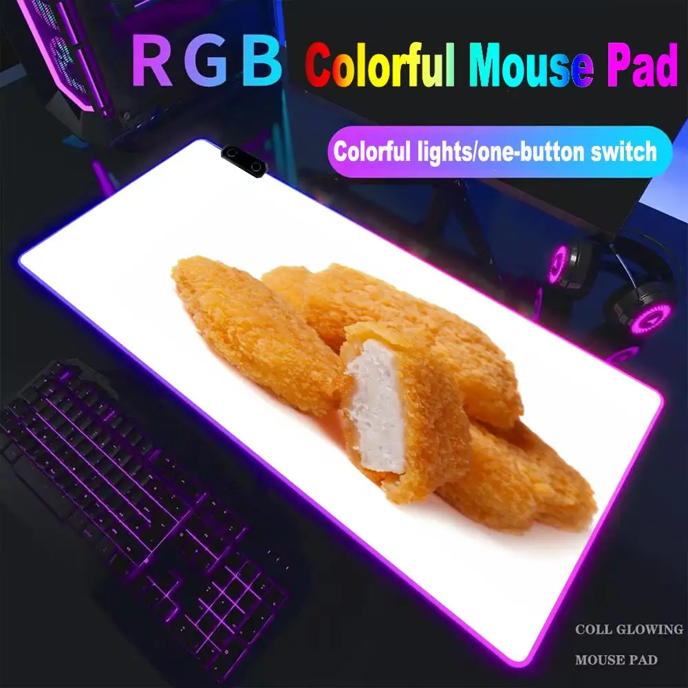 

Коврик для мыши Chicken Nuggets, высококачественный коврик для мыши для киберспорта, RGB-коврик для мыши, светодиодный коврик для ПК, большой коврик для письма для студентов, светящийся коврик для геймеров