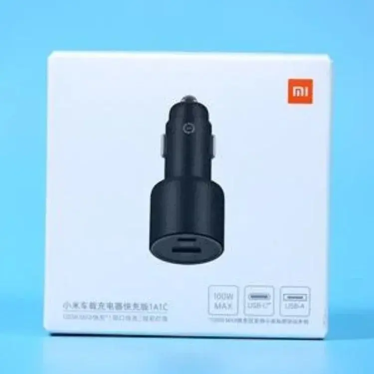 Xiaomi 100W Car Charger Dual USB Quick Charge Mi Car Charger USB-A USB-C Dual Output LED Light With 5A Cable