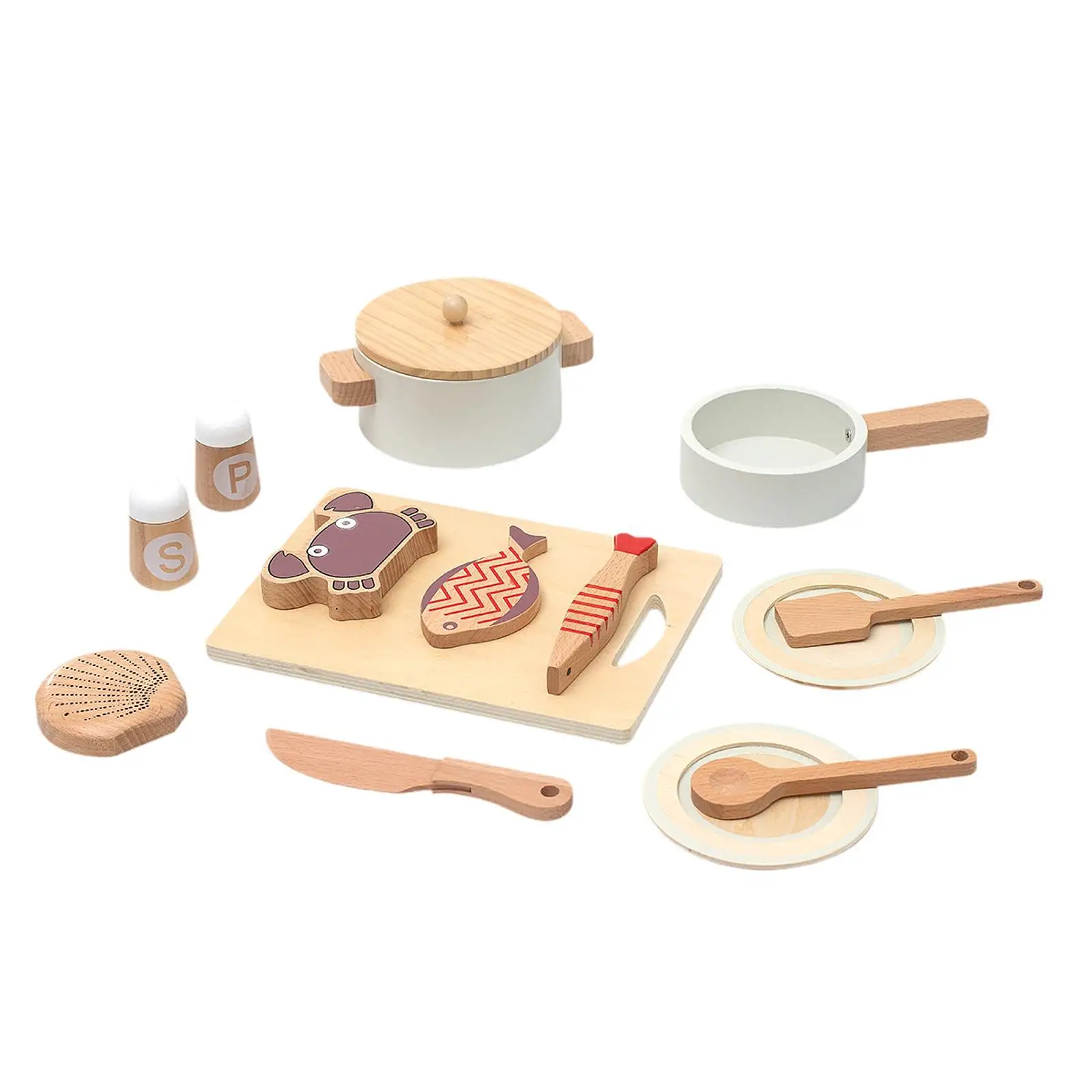 Simulated Wooden Cooking Toy Kitchen Toy Set Sturdy Cute Cooking Utensils