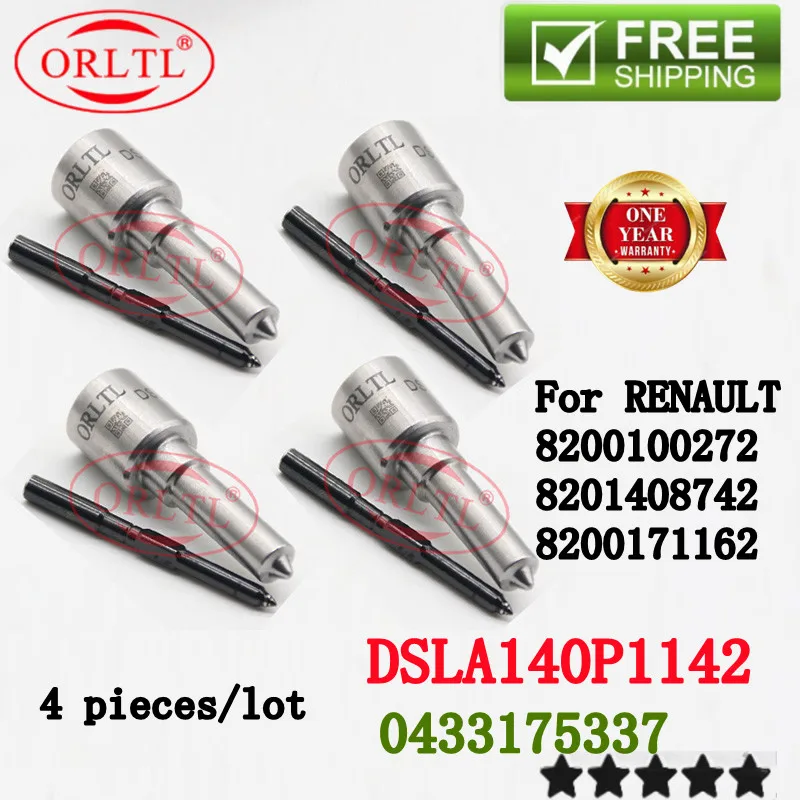 

4 шт. дизельная форсунка DSLA140P1142 OEM 0433175337 Для RENAULT 8200100272 8201408742 8200171162