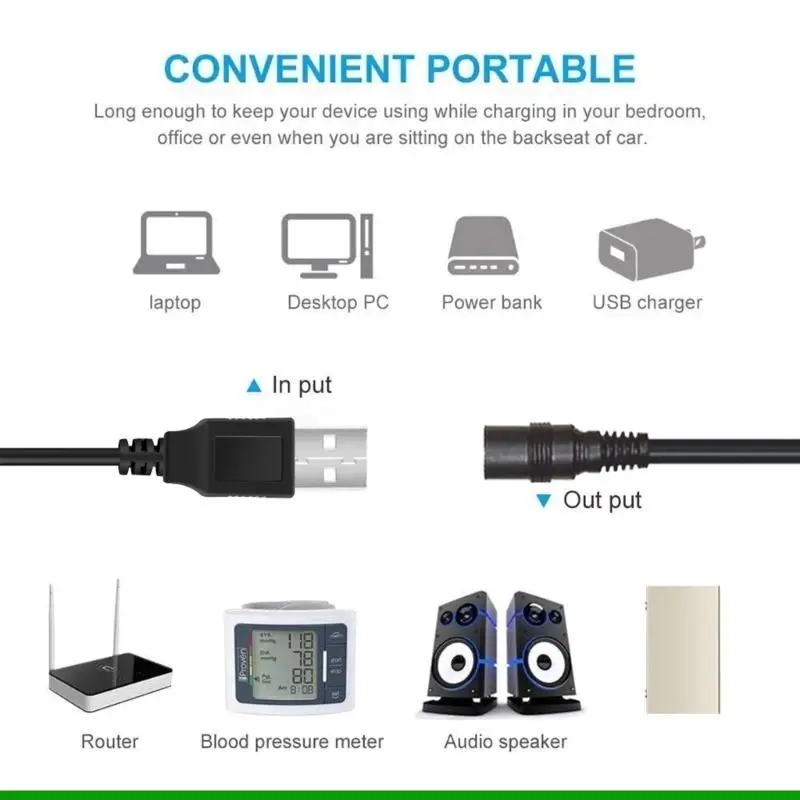 U55C USB 5V To DC5521 Converters Cable USB5V to DC5.5x2.1mm Power Charging Cable