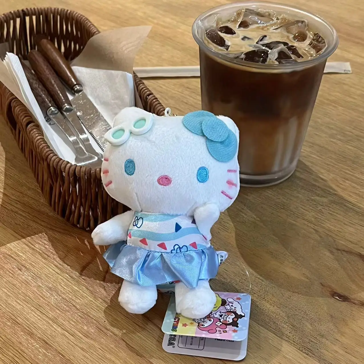 Hello Kitty Giocattoli di peluche con stampa leopardata Zaino Kawaii Portachiavi con ciondolo Accessori Ragazza Compleanno Regali periferici creativi