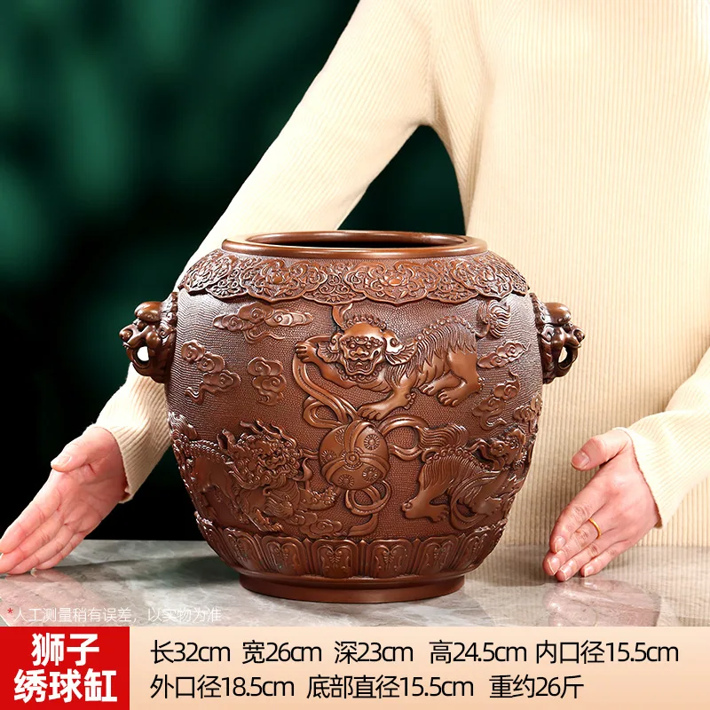 Ornamento del cilindro in rame, regali artigianali per cornucopia d'ingresso del cilindro della palla che suona il leone