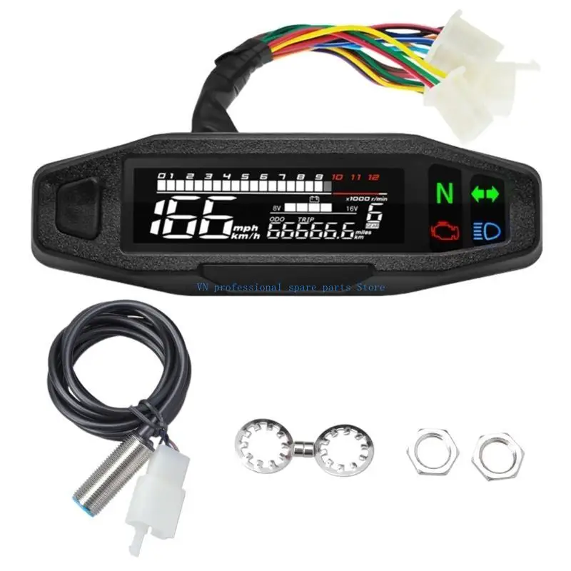 

41XA Universally Motorcycle Meter Speedometer LED Digital Dashboard 12000RPM Tachometer