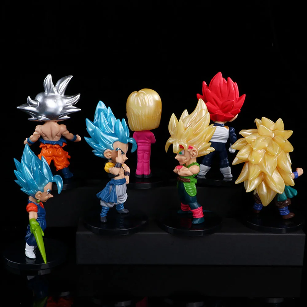 7Pcs/Lot Dragon Ball Z Super Saiyan Vegeta Broly Android Anime Action Figure Pvc Collection Model Dolls Toys Kids Gift Ornament