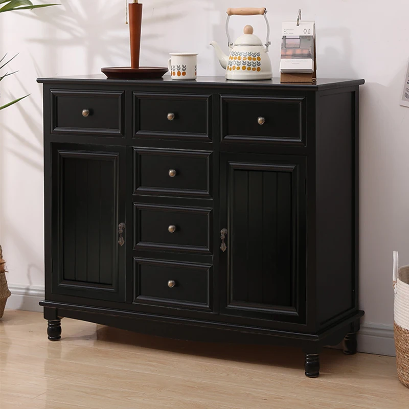 

American Style Black Living Room Cabinets Light Luxury Vintage Advanced Sense Storage Cabinet Sideboard Vitrina Home Furniture