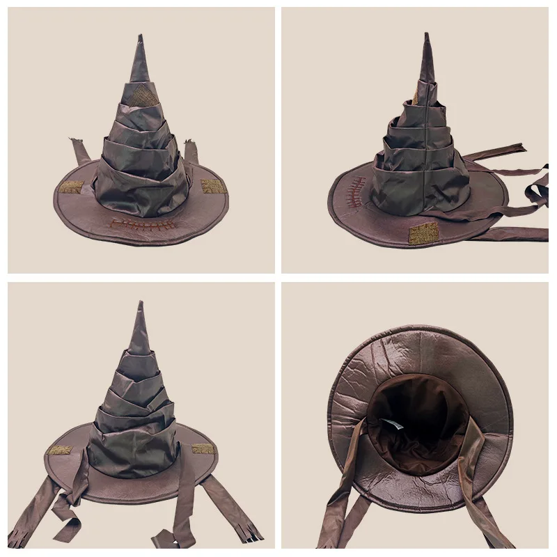 Anime Movies Witch Wizard Hat Potters Sorting Hat Leather Halloween Party Props Dress Up Hat Men Cosplay Costume Accessories