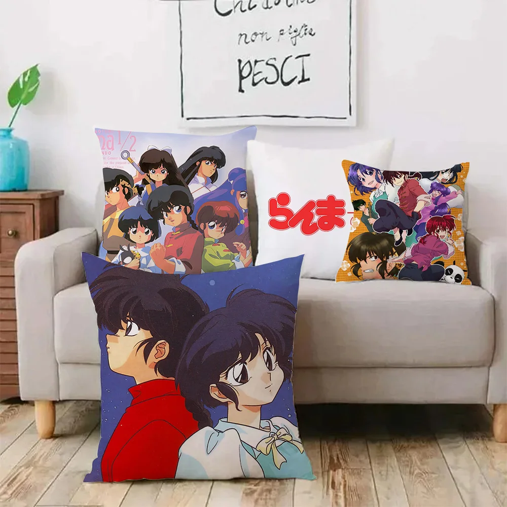 R-Ranma1 2 Pillow Covers Cartoon Sofa Decorative Home Double-sided Printing Short Plush Cute Cushion Cover