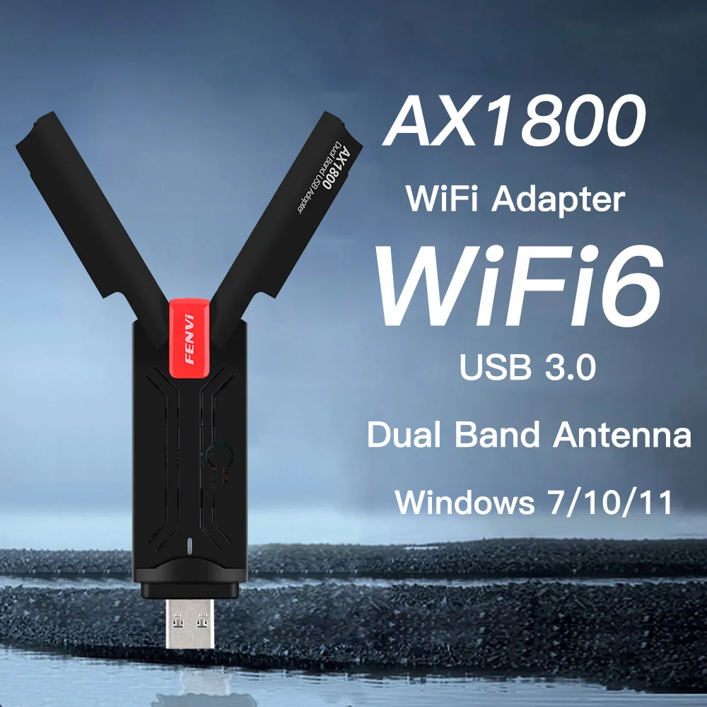 fenvi Wifi 6 USB Adapter 1800Mbps USB3.0 Wi-fi Dongle 802.11ax Dual Band 2.4G/5Ghz Wireless Network Card Windows 7 10 11