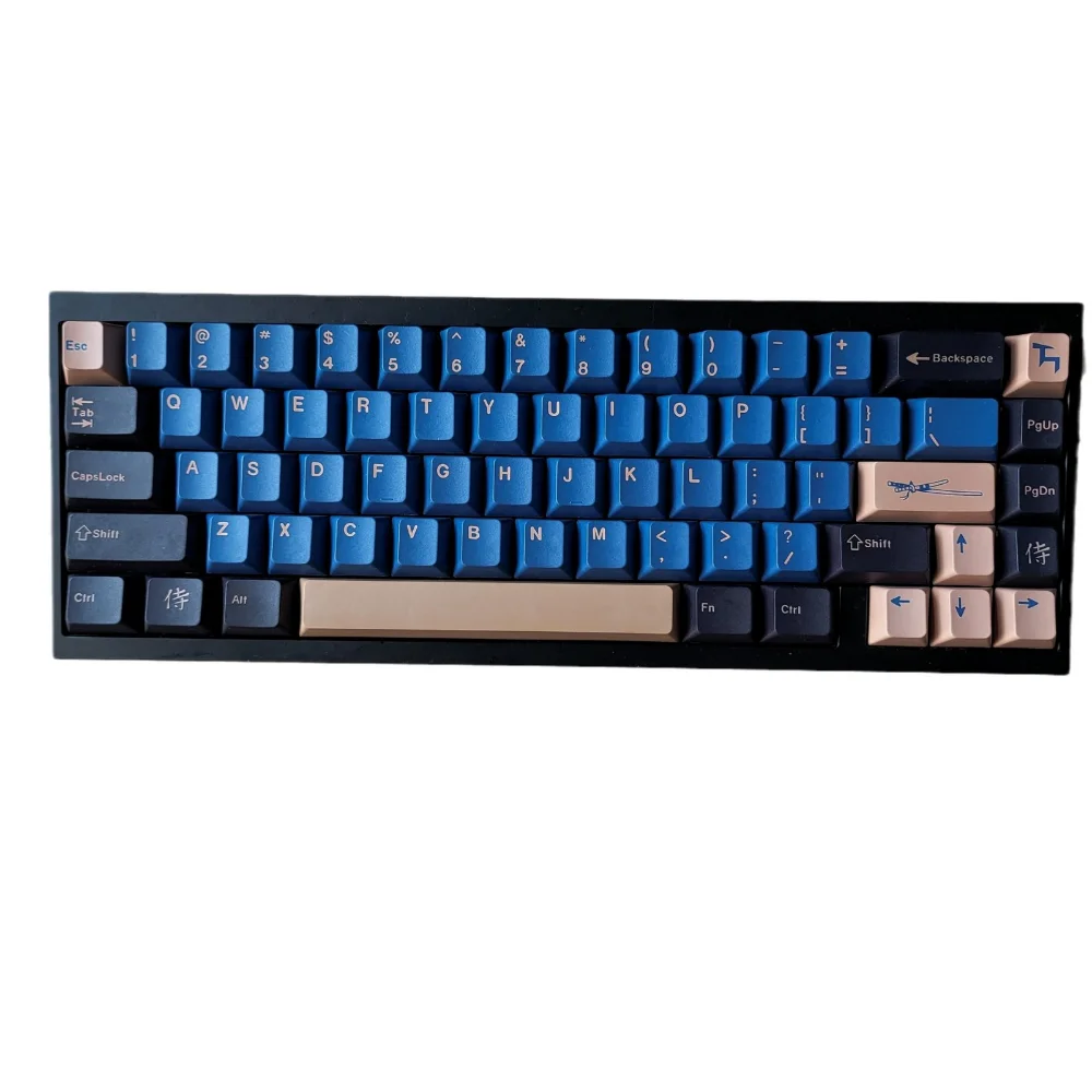 GEFENSI GMK Blue Samurai Cherry Keycap Set PBT 137 Keys Personalized Mixed Color For MX Switch 60/84/90/104/108 Mechanical Keybo