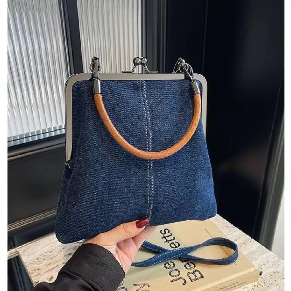 

2025 summer original new small bag women's bag handmade denim splicing portable messenger bag shoulder bag small satchel
