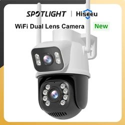 Hiseeu 4K 8MP PTZ WIFI Camera Dual Lens Dual Screen IP Camera Outdoor Auto Tracking Security Protection CCTV Surveillance ICSee