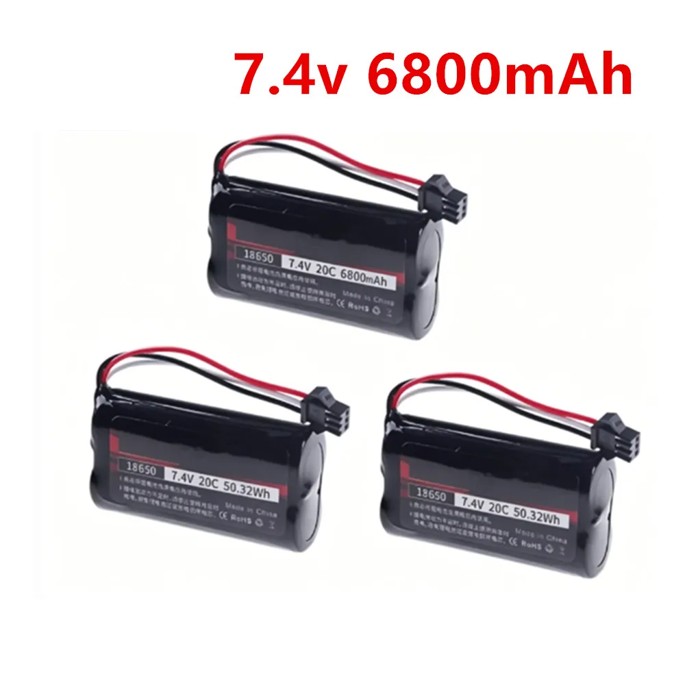 Upgrade 7.4V 18650 6800MAH Battery For MN82 MN128 MN78 LC79 RC Car Spare Parts with charger 2s 7.4 v Bateria