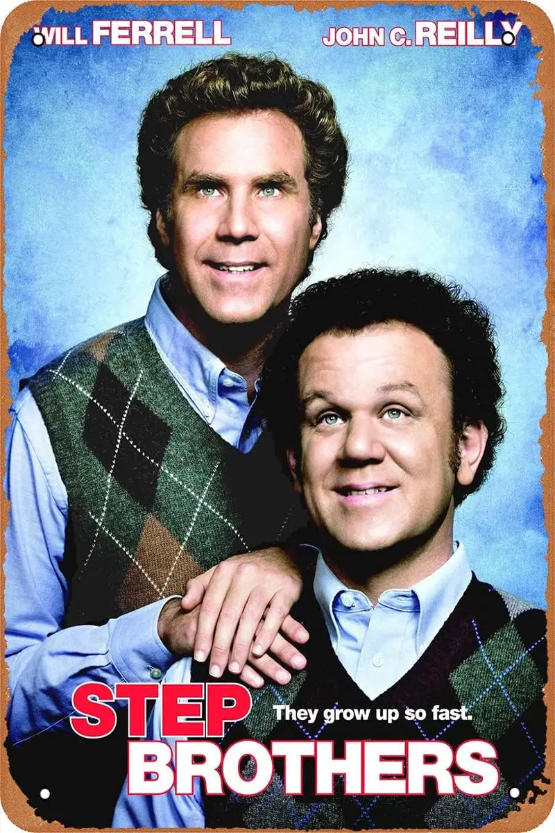 Step Brothers Movie Poster Retro Metal Sign Vintage TIN Sign for Cafe Bar Office Home Wall Decor Gift 12 X 8 inch