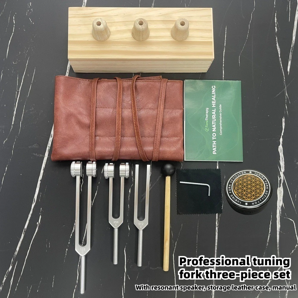 3-4pcs-aluminum-tuning-fork-set-with-wood-resonance-box-healing-128-256-512hz-tuning-fork-sound-therapy-musical-instruments