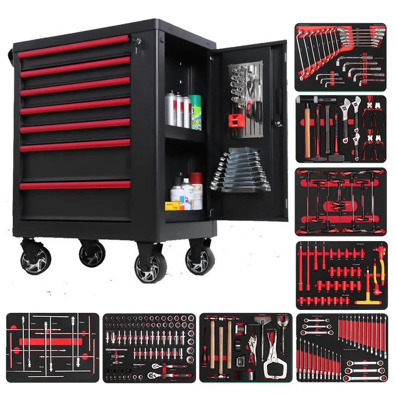 117PCS EVA Foam Garage Tool Sets Auto Repair Car Repair Tool Set Vehicle Ratchet Wrench Socket Set not include Trolley Cabinet