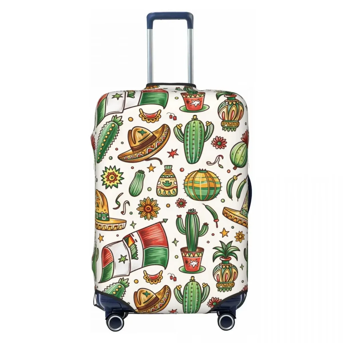 Mexican Cactus Floral Sombrero Print Luggage Cover Elastic Suitcase Protector Dustproof Anti Scratch Travel