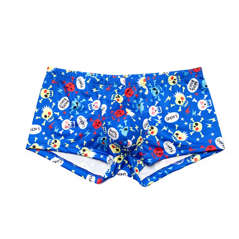 Men's Boxers Sexy Cartoon Skull Printed Double-Layer Underwear Breathable U Convex Pouch Panties Slip Homme Boxershorts