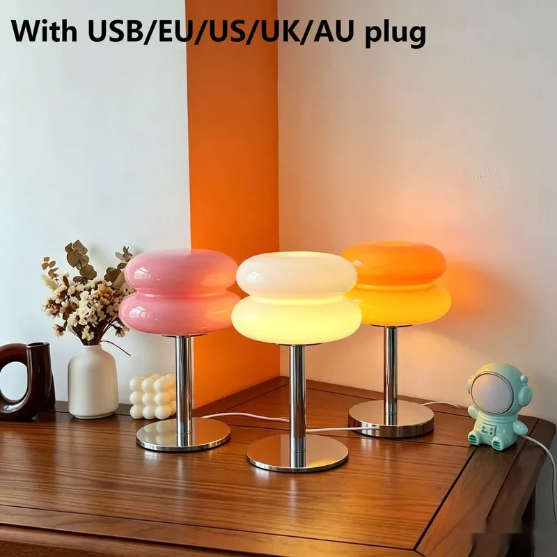 

Nordic Glass Table Lamp Modern LED Desk Light, Interior Atmosphere Lighting for Living Room Dining Table Bedroom Bedside Home De