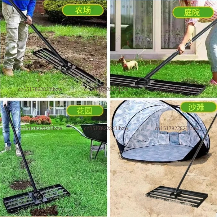 Lawn Leveling Rake, Leveling Machine, Soil Fertilizer Tool, Garden Farm Vegetable Plot Push-Pull Leveler, Sand Rake, Grass Rake