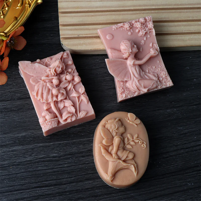 Fairy Elf Silicone Soap Mold, Flower, Butterfly & Angel Shape For DIY Handmade Soap And Candle Making, Home Decoration Gift