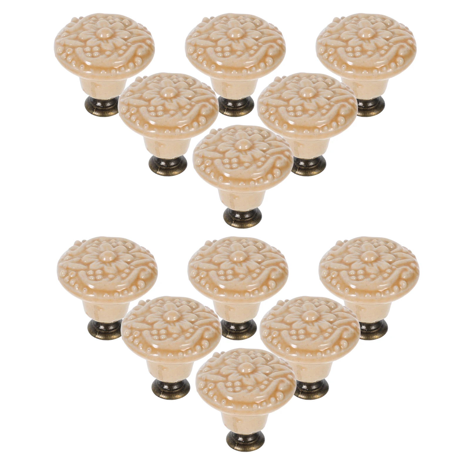 

12pcs Drawer Pull Knobs Cabinet Door Handles Floral Design Dresser Solid Wood Furniture Elegant Flower Drawer Pull Hardware