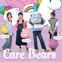 Genuine Carebears Cute Bear Head Canvas Bag Female Casual Student School Bag Large Capacity Shoulder Bag Couple Gift