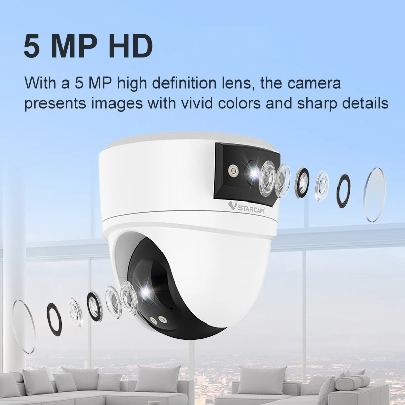 Vstarcam New 3MPHD Wifi Indoor Security Night Vision Camcorder Baby Monitor Smart Home 3D Video Panoramic Remote Home Monitoring