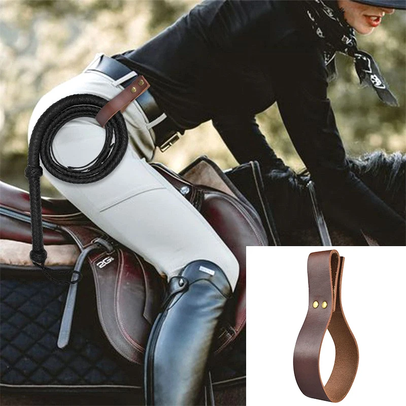 Outdoor Riding Whip Hanging Belt, Leather Buckle, Storage Buckle, Horse Farm Leather Whip Drawstring Belt