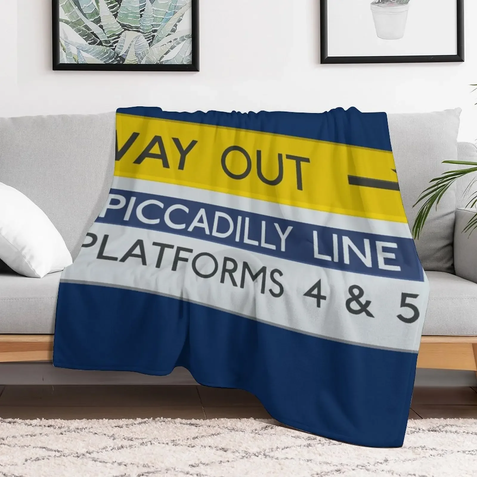 New London Underground Way Out Sign (Picadilly Line) Throw Blanket Custom Hair Blankets