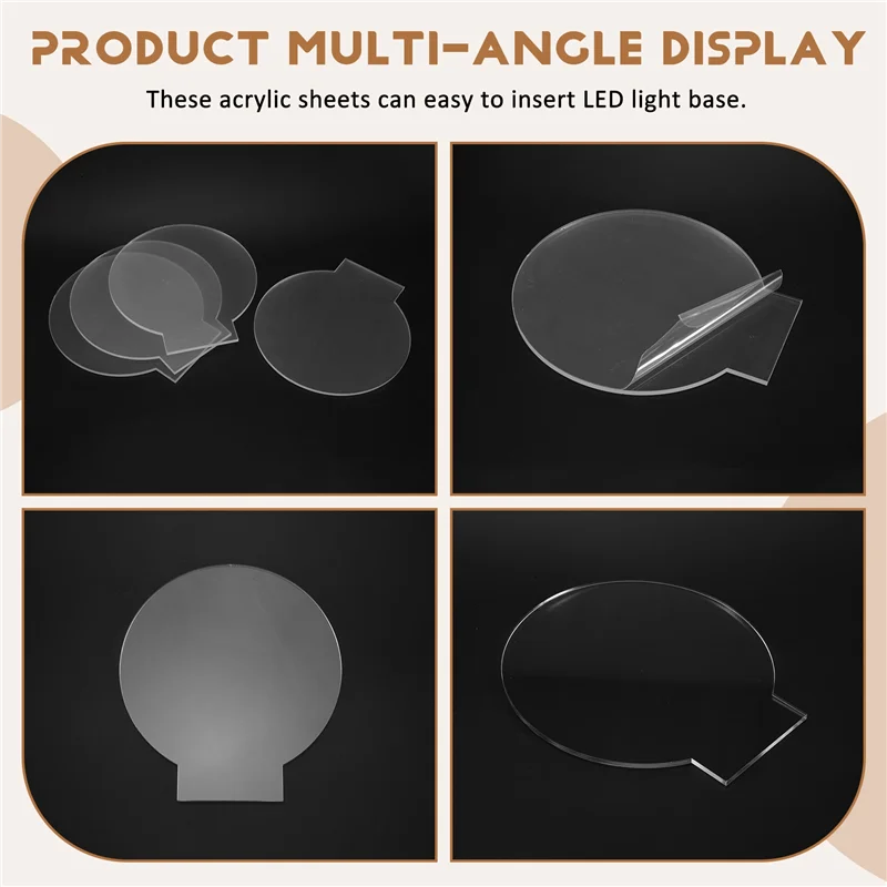 ABWR-4Pcs Clear Acrylic Sheet Round Panel Thick (4Mm) Plastic Acrylic Board For LED Light Base,Sign,DIY Display Projects