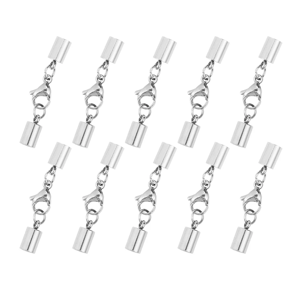 10 قطعة سوار سلسلة السحابة الفولاذ المقاوم للصدأ مشبك قفل مجوهرات موصل 3 مللي متر ثقب للقلادة DIY بها بنفسك الفضة