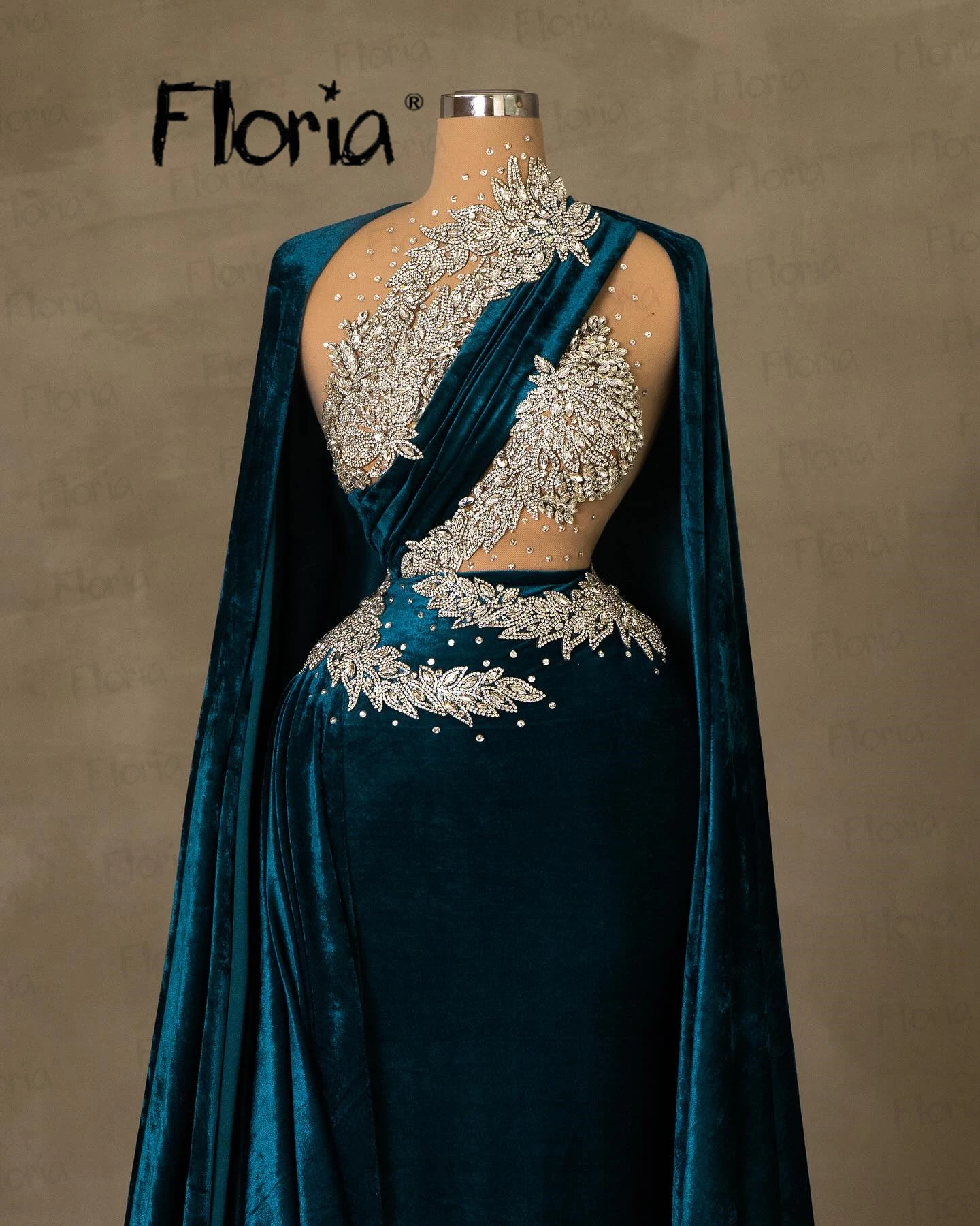 Moroccan Caftan Blue Velvet Prom Dresses With Cloak Long Evening Dresses Customization Vestidos De Noivas 2024 Simples e Elegant